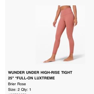 Lululemon WUNDER UNDER HIGH-RISE TIGHT 25" *FULL-ON LUXTREME | Brier Rose